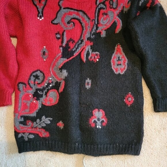 ❤️ 3 for $35 80s vintage color block grandpa style floral sweater medium - Picture 3 of 5